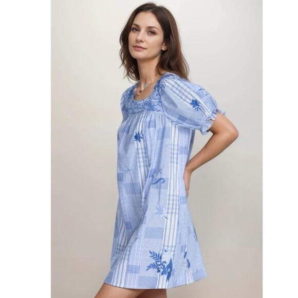 Johnny Was Blue MARBELLA SQUARE NECK PARK DRESS - Picture 2 of 5